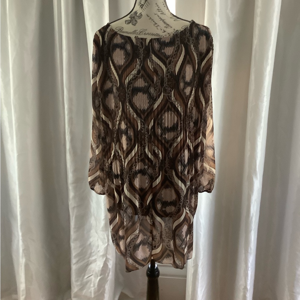Elegant Brown Patterned Women's Dress